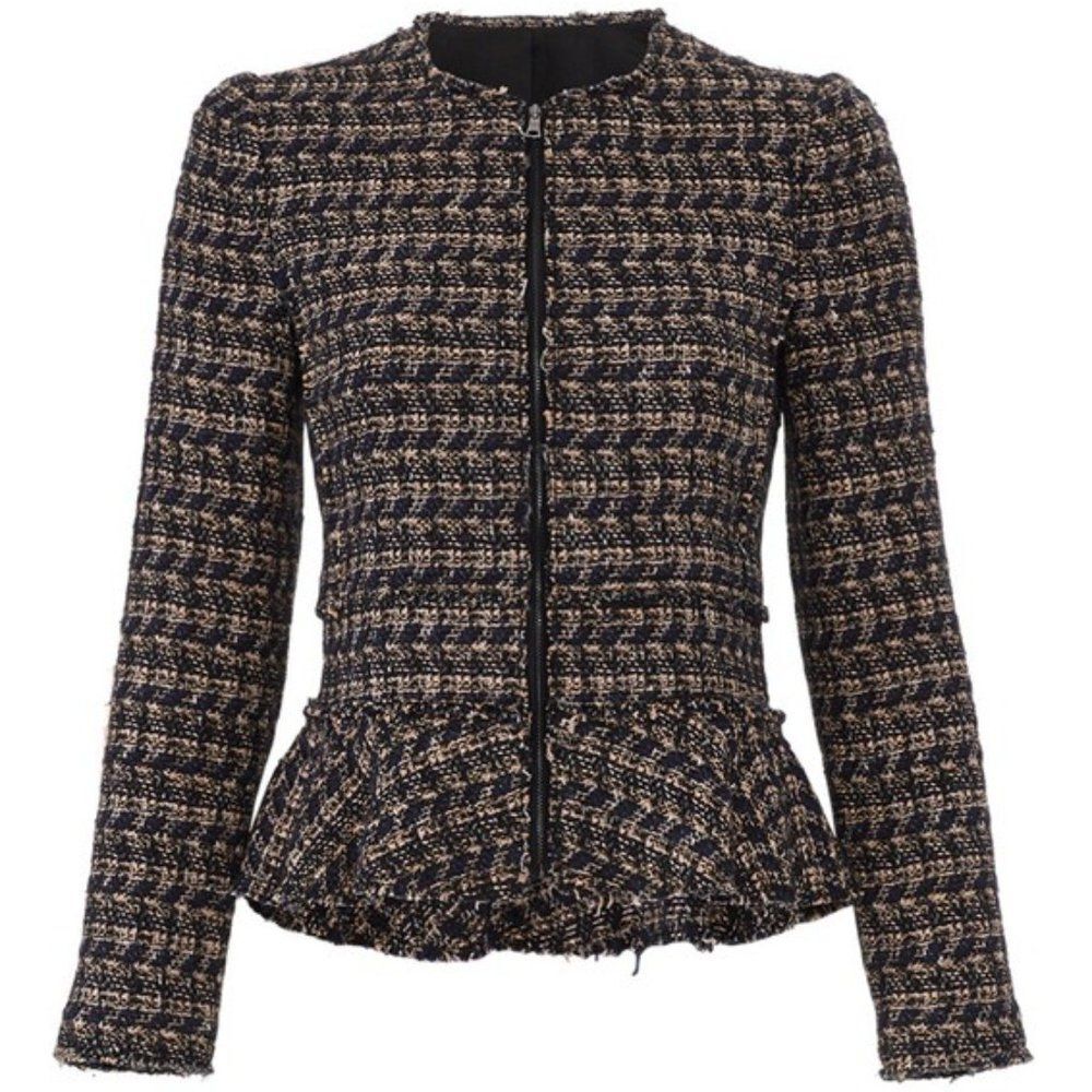 Rebecca Taylor Multi Tweed Ruffle Blazer, NWT, Size 10 - Picture 4 of 13